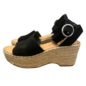 Dolce Vita Black Lesly Espadrille Wedge Sandals Size 8 NEW
